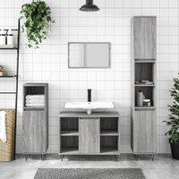 Berkfield Home 3 Piece Bathroom Furniture Set Grey Sonoma Engineered Wood