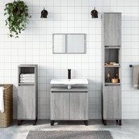 Berkfield Home 3 Piece Bathroom Cabinet Set Grey Sonoma Engineered Wood