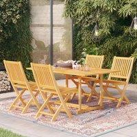Berkfield Home 5 Piece Garden Dining Set Solid Teak Wood in Brown