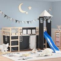 Berkfield Home Curtains for Loft Bed with Tower White & Black Polyester