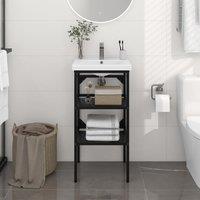 Berkfield Home Bathroom Washbasin Frame Black 40x38x83 cm Iron | Size: 40 x 38 x 83 cm