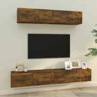 Berkfield Home 4 Piece TV Cabinet Set Smoked Oak Engineered Wood in Brown