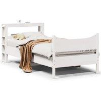 Bed Frame with Headboard White 75x190 cm Small Single Solid Wood Pine
