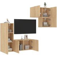 Berkfield Home 4 Piece TV Wall Units Sonoma Oak Engineered Wood in Brown