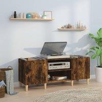 Berkfield Home Record Cabinet Smoked Oak 121x38x48 cm Engineered Wood in Brown | Size: 121 x 38 x 48 cm