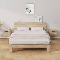 Berkfield Home Wall-mounted Bedside Cabinets 2 pcs Sonoma Oak 34x30x20 cm in Brown | Size: 34 x 30 x 20 cm