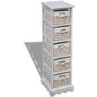 Berkfield Home Wooden Storage Rack 5 Weaving Baskets White