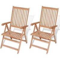 Berkfield Home Reclining Garden Chairs 2 pcs Solid Teak Wood in Brown