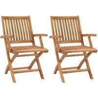 Berkfield Home Folding Garden Chairs 2 pcs Solid Teak Wood