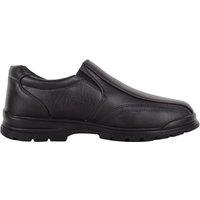 ABSOLUTE FOOTWEAR Men's Childrens Juniors Easy Slip On Faux Leather Formal Smart School Shoes in Black | Size: 2