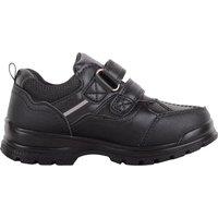 ABSOLUTE FOOTWEAR Men's Childrens Twin Strap Touch & Close Faux Leather Formal School Shoes in Black | Size: 2