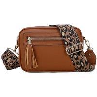 Fontanella Fashion Women's Tassel Zip Crossbody Bag with Canvas Strap in Brown