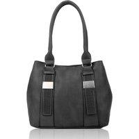 Fontanella Fashion Women's Daley PU Leather Dual Compartment Shoulder Tote Bag in Dark Grey