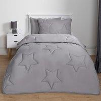 OHS Coverless Duvet 7.5 TOG Pillowcase Quilt Star Bedding Set, Grey in Light Grey | Size: Double