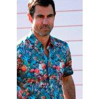 CLAUDIO LUGLI Men's Victorian Shirt in Aqua | Size: Large