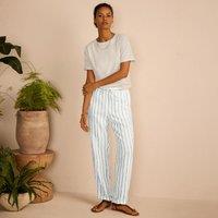 Lands' End Women's Relaxed Tapered Pull On Linen Trousers in Ivory | Size: 12