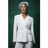 Coast Women's Lisa Tan Bridal Double Breasted Blazer in Ivory | Size: 12