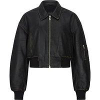 TruClothing Women's Cropped Bomber Leather Jacket in Brown | Size: Large