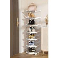 H&O Direct 6-Tier Transparent Foldable Shoe Storage Box in Clear