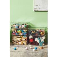 4Pcs Transparent Stackable Storage Box Toy Storage Bin with Lids