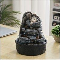 Tiered Rock Cascading Tabletop Water Fountain with LED Crystal Ball