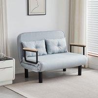 MCC Direct 4 in 1 Folding Double Sofa Bed Convertible Lounge Sleeper Chair with Adjustable Backrest & Large Cushion Grey in Light Grey