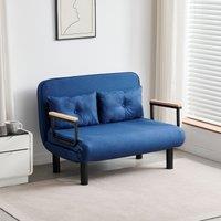MCC Direct 4 in 1 Folding Double Sofa Bed Convertible Lounge Sleeper Chair with Adjustable Backrest & Large Cushion Grey in Blue