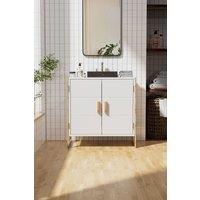 Dual-door Bathroom Under Sink Cabinet Bamboo Framed