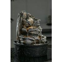 10" LED Lights Tabletop Water Fountain - Rotating Crystal Ball Water Feature - Cascading Rock Indoor Relaxation Decor