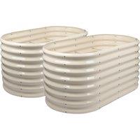 Harbour Housewares Rounded Raised Garden Beds - 120cm x 60cm x 60cm - Pack of 2 in Beige | Size: 120 cm x 60 cm x 60 cm