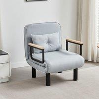 MCC Direct 4 in 1 Folding Single Sofa Bed Convertible Lounge Sleeper Chair with Adjustable Backrest & Large Cushion Grey in Light Grey