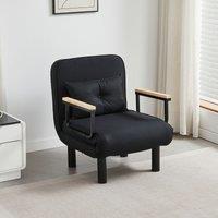 MCC Direct 4 in 1 Folding Single Sofa Bed Convertible Lounge Sleeper Chair with Adjustable Backrest & Large Cushion Grey in Black