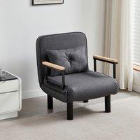 MCC Direct 4 in 1 Folding Single Sofa Bed Convertible Lounge Sleeper Chair with Adjustable Backrest & Large Cushion Grey