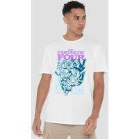 Marvel Fantastic Four Lineart Heroic First Family T-Shirt, White | Size: 2XL