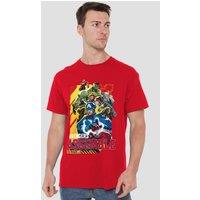 Marvel Rivals Avengers Assemble Group T-Shirt, Red | Size: Medium