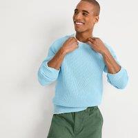 Lands' End Men's Tall Shaker Rib Drifter Cotton Jumper in Baby Blue | Size: Large