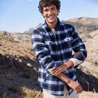 Lands' End Men's Super Brushed Flannel & Quilted Shirt Jacket | Size: Large