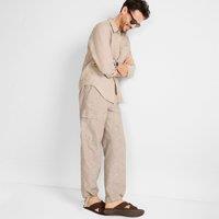 Lands' End Men's Linen/Cotton Cargo Trousers in Brown | Size: 28L