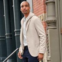 Lands' End Men's Knit Blazer with Removable Hood in Natural | Size: Medium