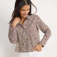 Lands' End Women's Boxy Cropped Non-Iron Shirt in Light Brown | Size: 16-18