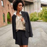 Lands' End Women's Pleated Crepe Shorts in Black | Size: 14