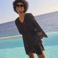 Plus Long Sleeve Lace Cover-Up Dress