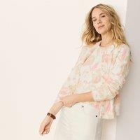 Lands' End Women's Eyelash Knit Cardigan in Ivory | Size: 16-18