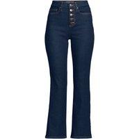 Lands' End Women's Cropped Flare Jeans, High Waisted in Dark Indigo | Size: 10