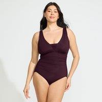 Lands' End Women's Grecian V-neck Slender Swimsuit in Burgundy | Size: 14