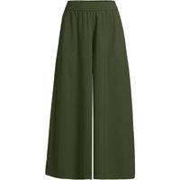Lands' End Women's Creaseless Cropped Palazzo Trousers in Green | Size: 16
