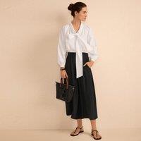 Lands' End Women's Creaseless Cropped Palazzo Trousers in Black | Size: 10-12R