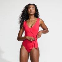 Lands' End Women's Side Tie Wrap Swimsuit, High Leg in Coral | Size: 18