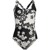 Lands' End Women's Tugless High Leg X-back Swimsuit in Black | Size: 10