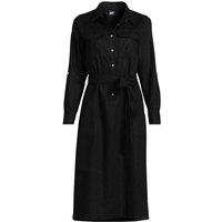 Lands' End Women's Roll Sleeve Linen Shirt Dress in Black | Size: 14-16